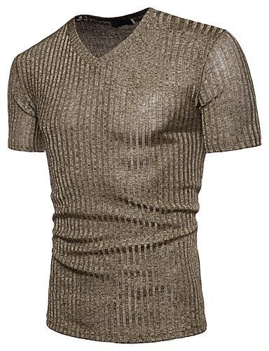 Men Basic Solid Colored V Neck  Cotton T shirt