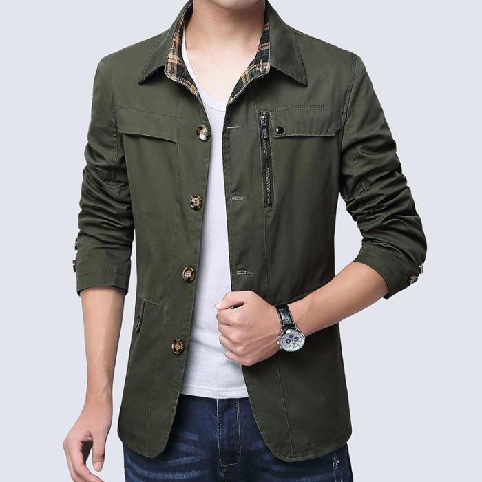 Casual Slim Fit Plain Packet Business Jacket