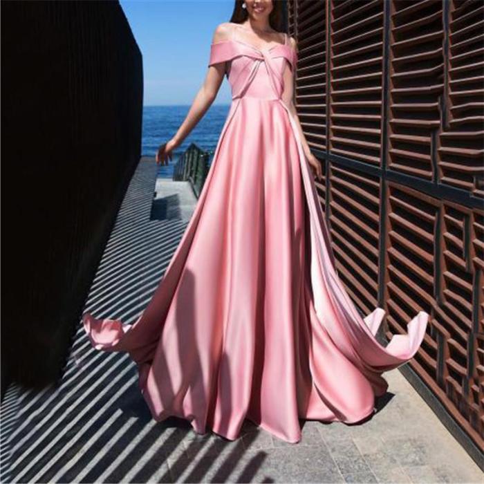 Women Sexy Suspension Pure Color Backless Evening Dresses