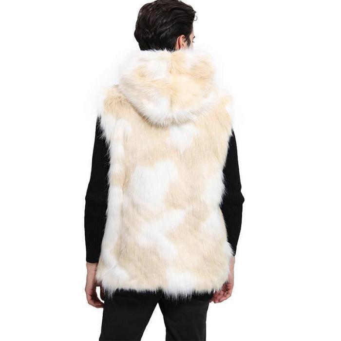 Men's Fashion Faux Fur Hat Vest Long Section