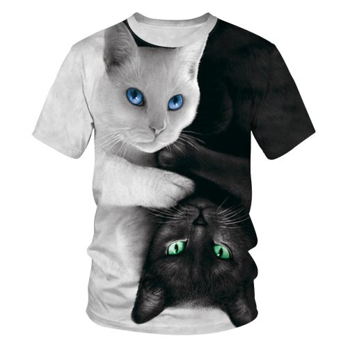 3D Cat Printed Funny Men T-shirt Fashion Casual Novelty Short Sleeve Tees Top