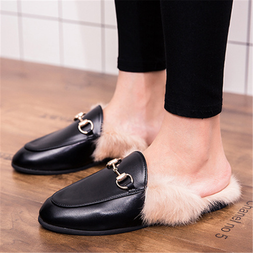Couple models really hair British wind casual slippers