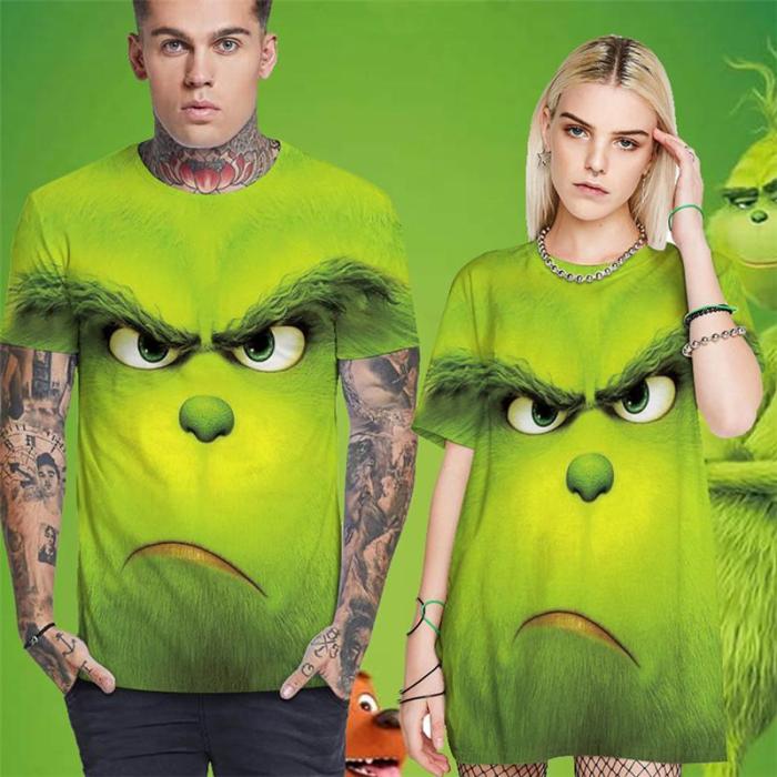 Grinch 3d Print Loose Short Sleeve T-Shirt for Men and Women