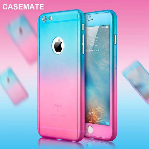 Fashion 360 Full Protection Gradient Case For iPhone X 8 7 6S 6/Plus + Free Glass Film