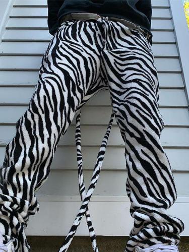 Zebra pattern casual mens pants TT010