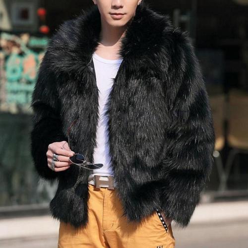 Faux Fox Fur Overcoat   For Men