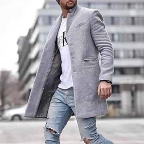 Autumn Winter 2020 Fashion Wool Coat Men Plus Size Outwear Black Warm Men's Long Blazer Coats Office Overcoat Tailored Coats 4XL