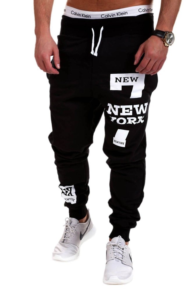 NEW YORK Letter Hip Hop Print Design Men's Casual Pants