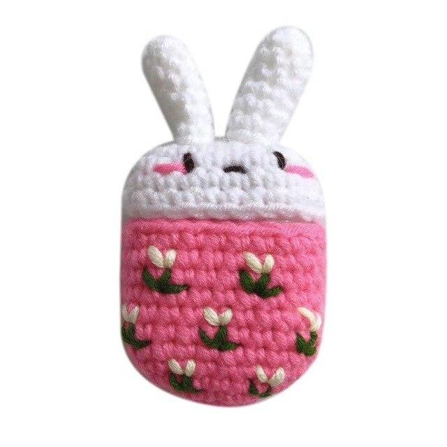 Cartoon Rabbit Handmade Knitted Plush Doll Winter AirPod Case
