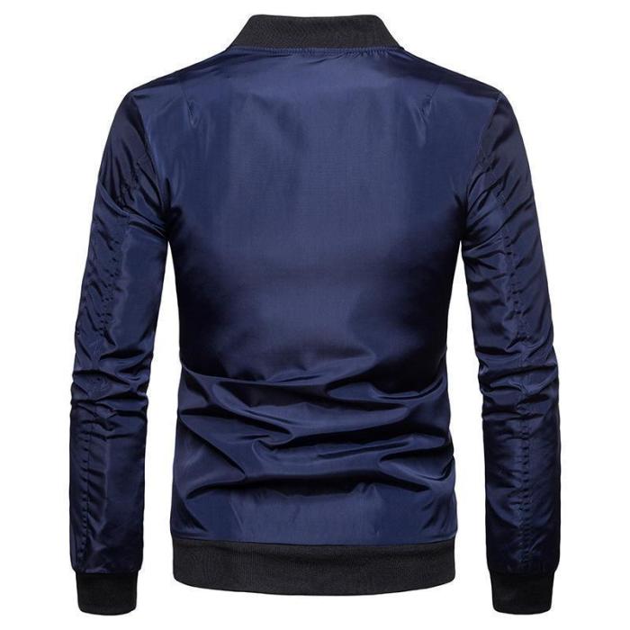 Fashion Lapel Collar Plain Baseball Jacket Coat