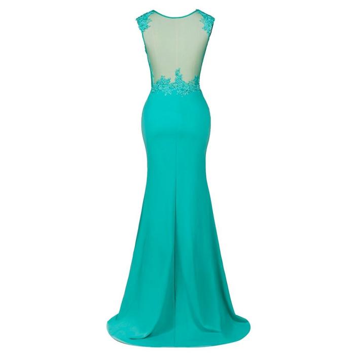 Long Mermaid Green Bridesmaid Dresses 2020 Elegant Sleeveless Wedding Party Guest Gown Lace Applique Beads vestido madrinha
