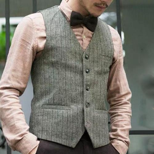 Mens classic retro striped button vest