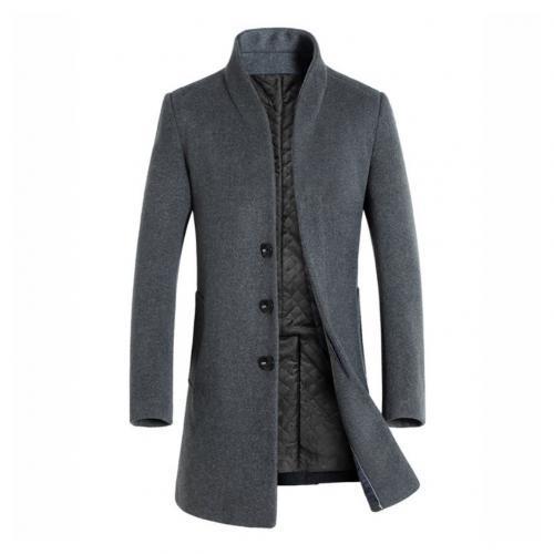 Thickened Men Coats Jackets Winter Warm Solid Color Woolen Trench Blends Slim Long Coat men trench coat single breasted design