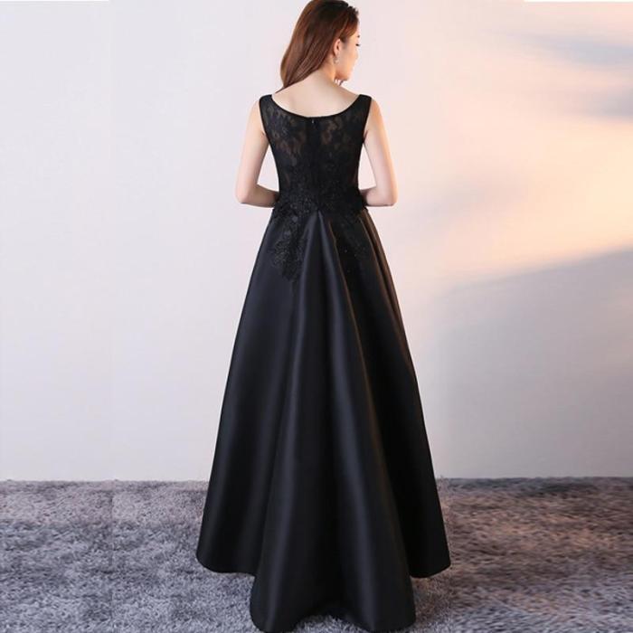 Evening dress female 2020 new simple and elegant temperament black long banquet noble host lady dress