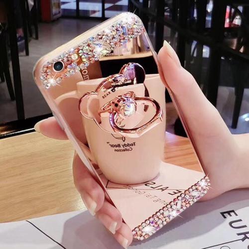 Luxury Rhinestone Case For iPhone X with Ring Holder Stand