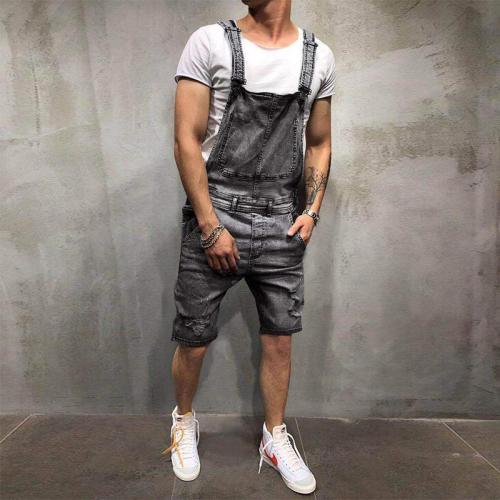 Fashion?Ripped Holes Denim Overall Short Rompers