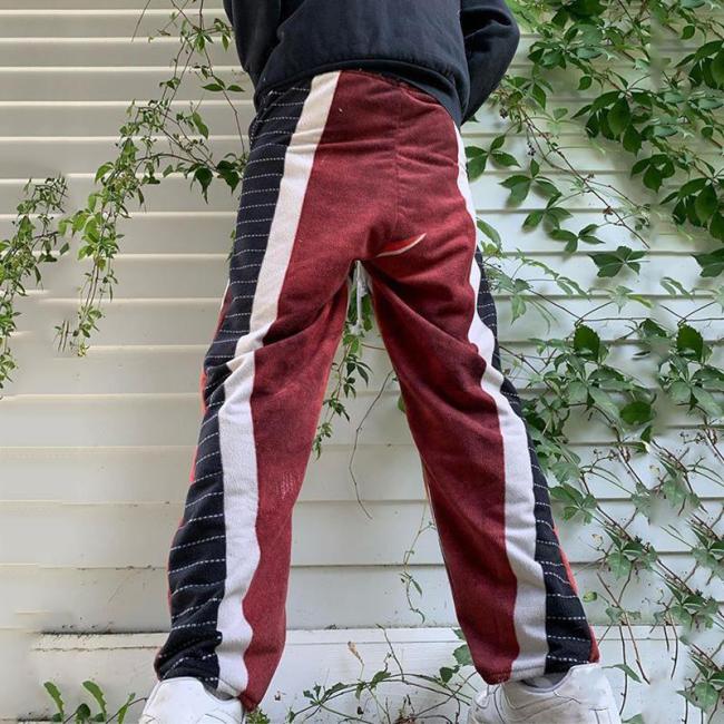 Stylish casual black and white striped mens pants TT010