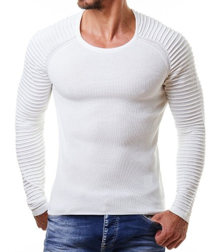 Basic Ribbed Striped Sleeve Sweater 4 Colors