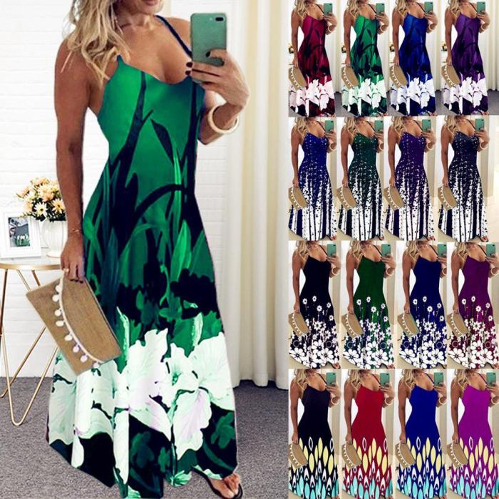2020 Women Casual Loose Strap Dress Colors Summer Sexy Boho Bow Camis Dresses Maxi Dresses