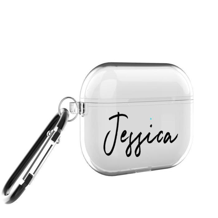Custom Name Clear AirPods Pro Case Shockproof Cover Set