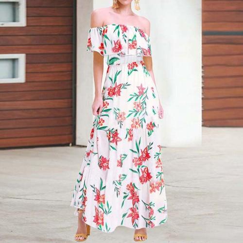 2020 Long Dress Ladies Off Shoulder Elegant Party Dress Female Ruffle Floral Maxi Dresses