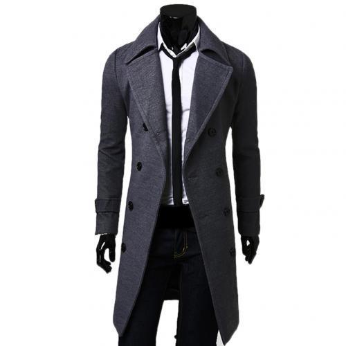 Fashion Coat Men Wool Coat Winter Warm Solid Long Trench Jacket Breasted Business Casual Overcoat Parka пальто мужское