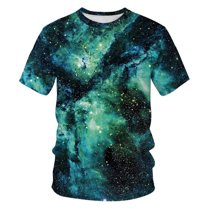 3D Galaxy Printed Funny Men T-shirt Loose Casual Novelty Short Sleeve Tees Top