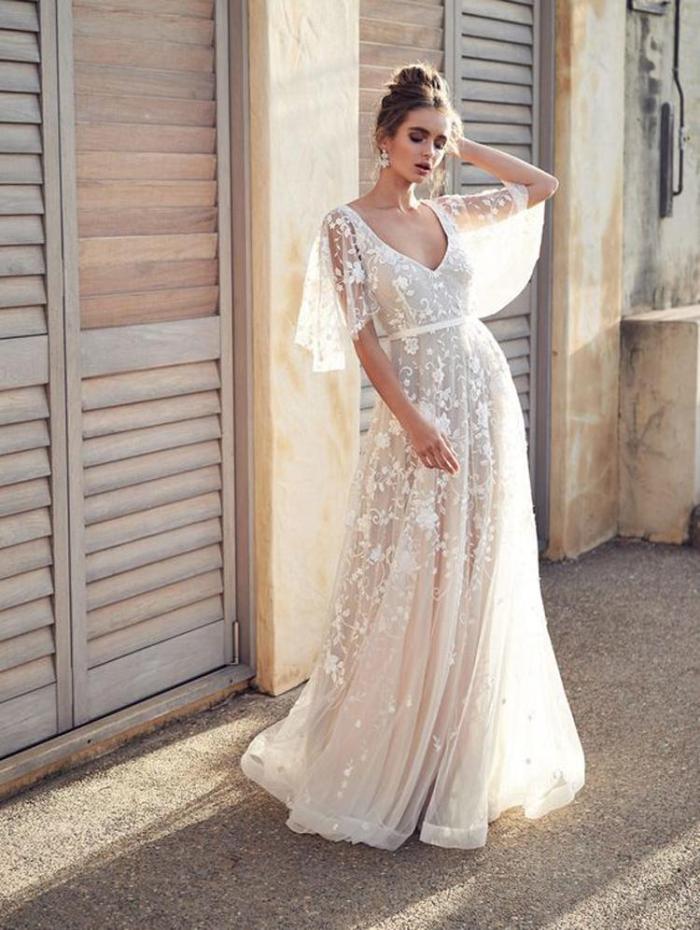 fashion elegant evening gown Formal Long Evening Dress Lace v-neck white Vestidos Women Party Gown abiye gece elbisesi