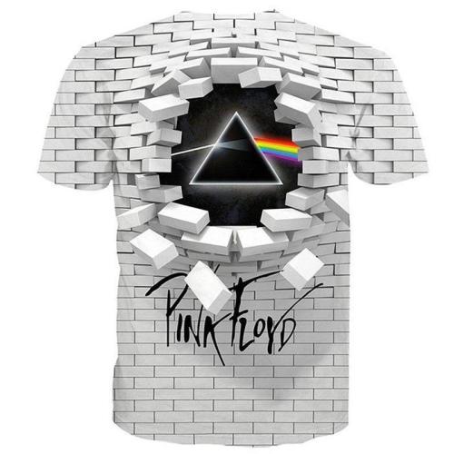 Big and Tall 3D Pink Floyd The Dark Side Of The Moon The Wall Print Men Short Sleeve T-shirt Tee Tops