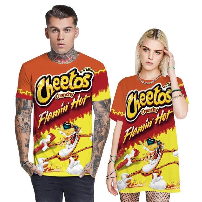 3D Cheetos Printed Funny Men T-shirt Loose Casual Novelty Short Sleeve Tees Top