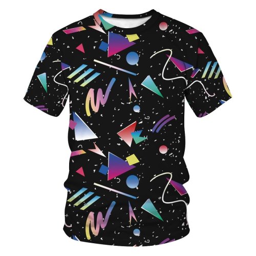 3D Galaxy Geometric Pattern Printed Funny Men T-shirt Loose Casual Novelty Short Sleeve Tees Top