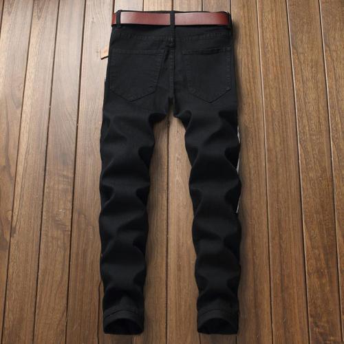 Men's lacquered edge micro-elastic black jeans