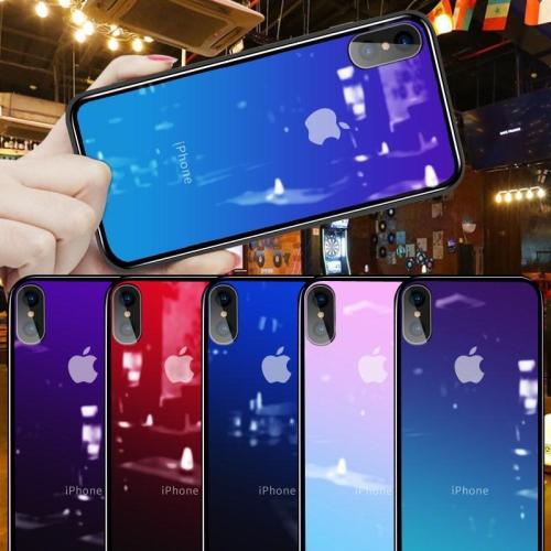 Luxury Gradient Aurora Cool Tempered Glass Phone Case For iPhone