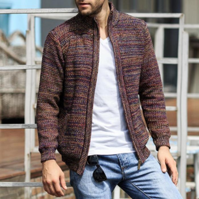 Men's Knitted Collar Sweater Coat