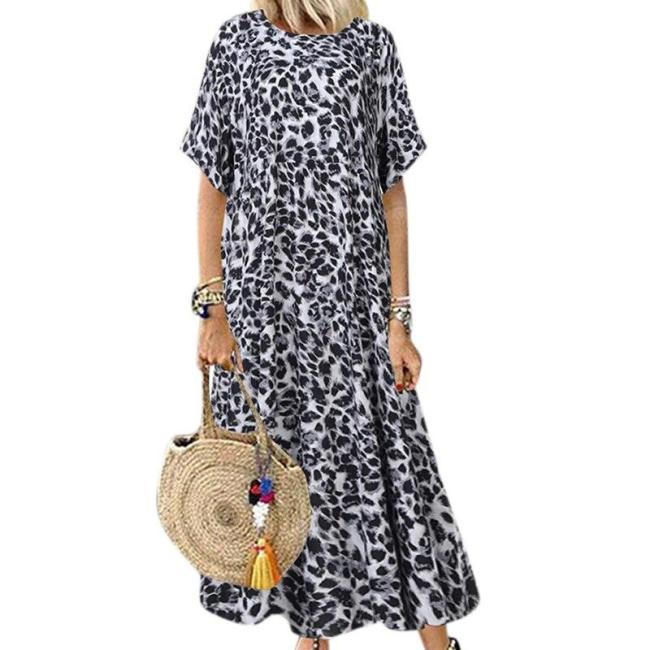 Leopard Dress 2020 Summer Robe Irregular Hem Loose Maxi Dress