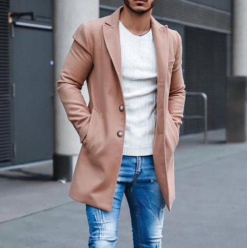Solid color casual slim men's coat