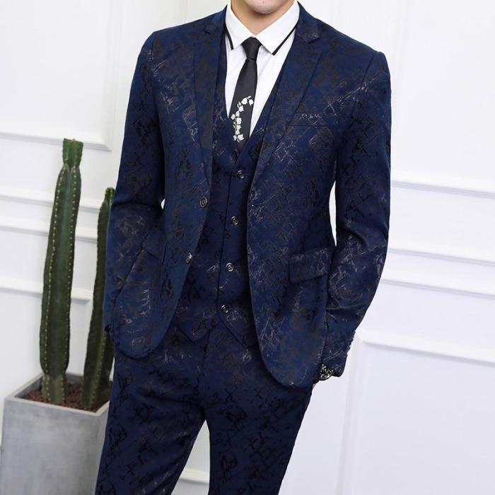 2019 New High-end Black Suit Men Business Banquet Wedding Mens Suits Jacket with Vest and Trousers Large Size 6XL