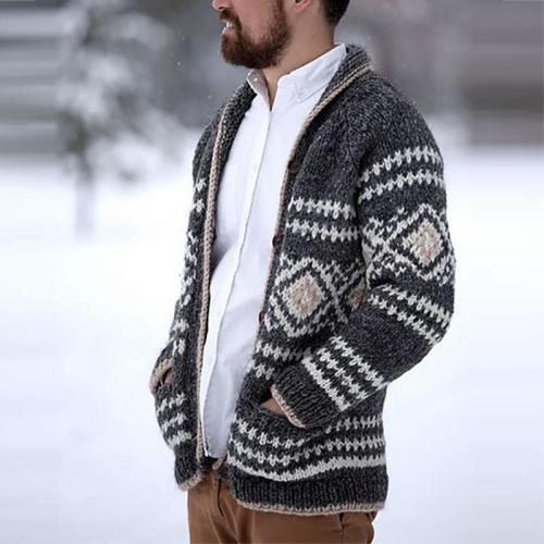 Fashion printed loose folding collar sweater