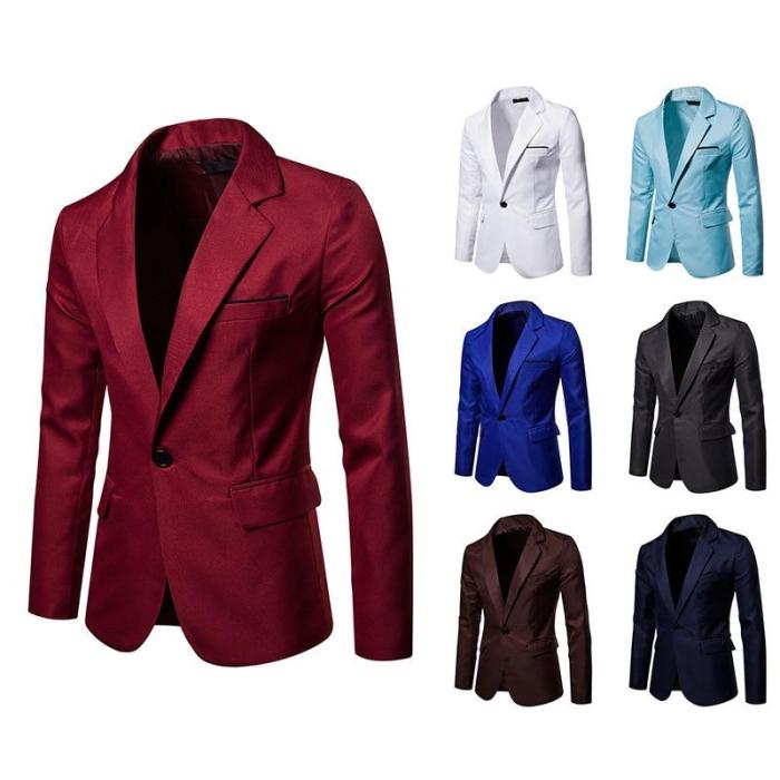 Mens Korean Slim Fit Blazer Jacket Male Blazers Mens Coat Casual Solid Business Wedding Party Outwear Coat Suit Tops