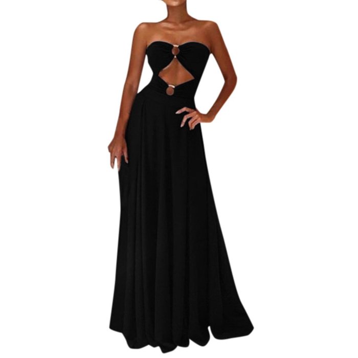 Sleeveless Sexy Hollow Out Off Shoulder Bodycon Cocktail  Maxi Dress