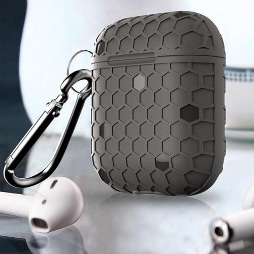 Grid Silicone AirPods Case Protective Cover With Keychain