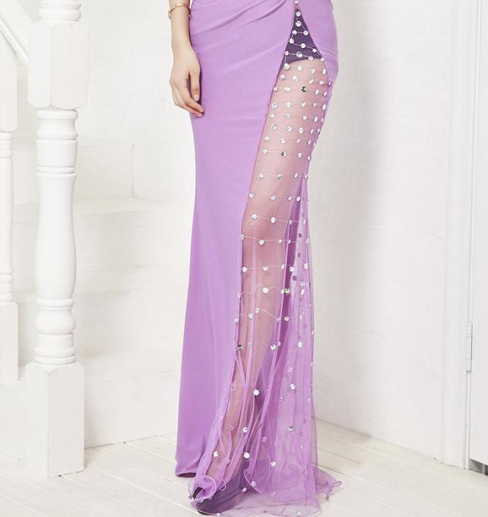fashion sexy Sequins Evening Dresses Mermaid Long Formal Evening Dress Party Net yarn perspective Evening Gown