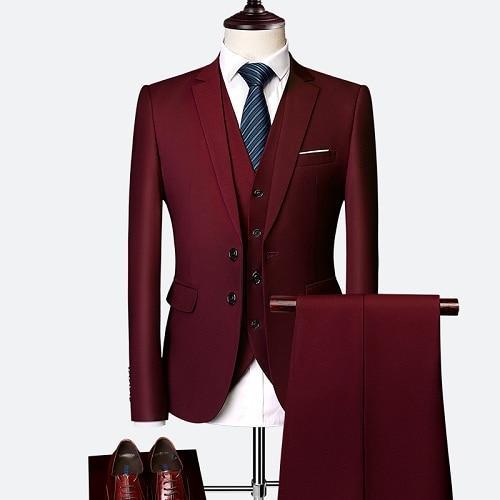 Jacket + Pant + Vest New Men Formal Business Slim Suits Wedding Dress 3 piece party Suit Blazers Coat Trousers Waistcoat
