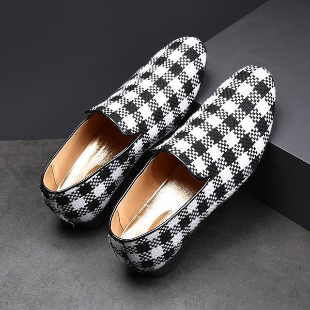 Plaid Pattern Leather Shoes