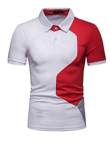 Men Color Block Collar Slim Polo Shirt