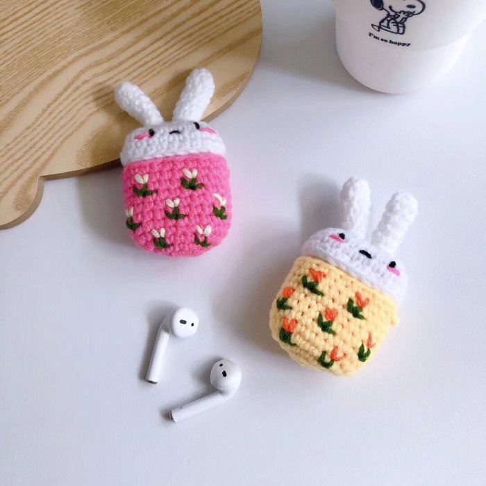 Cartoon Rabbit Handmade Knitted Plush Doll Winter AirPod Case