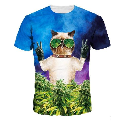 Cool Cat Printed Casual Short Sleeve T-shirt