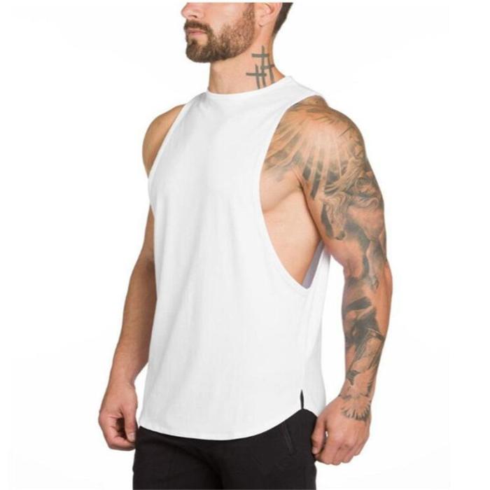 Men's Blank Cotton Loose Stretch   Vest