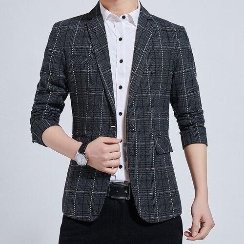 Legible Spring Autumn Men Blazer 2020 Casual Business Cotton Slim Fit Suit Jacket Male Plus Size M-5XL Blazer Masculino