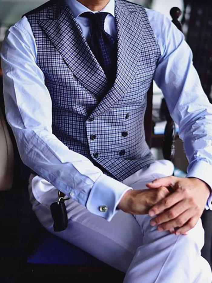 Men's fashion high-end business plaid vest